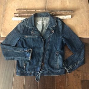 Gap Moto Denim Jacket, dark wash, size Medium